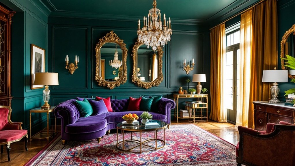 jewel tones dominate interiors